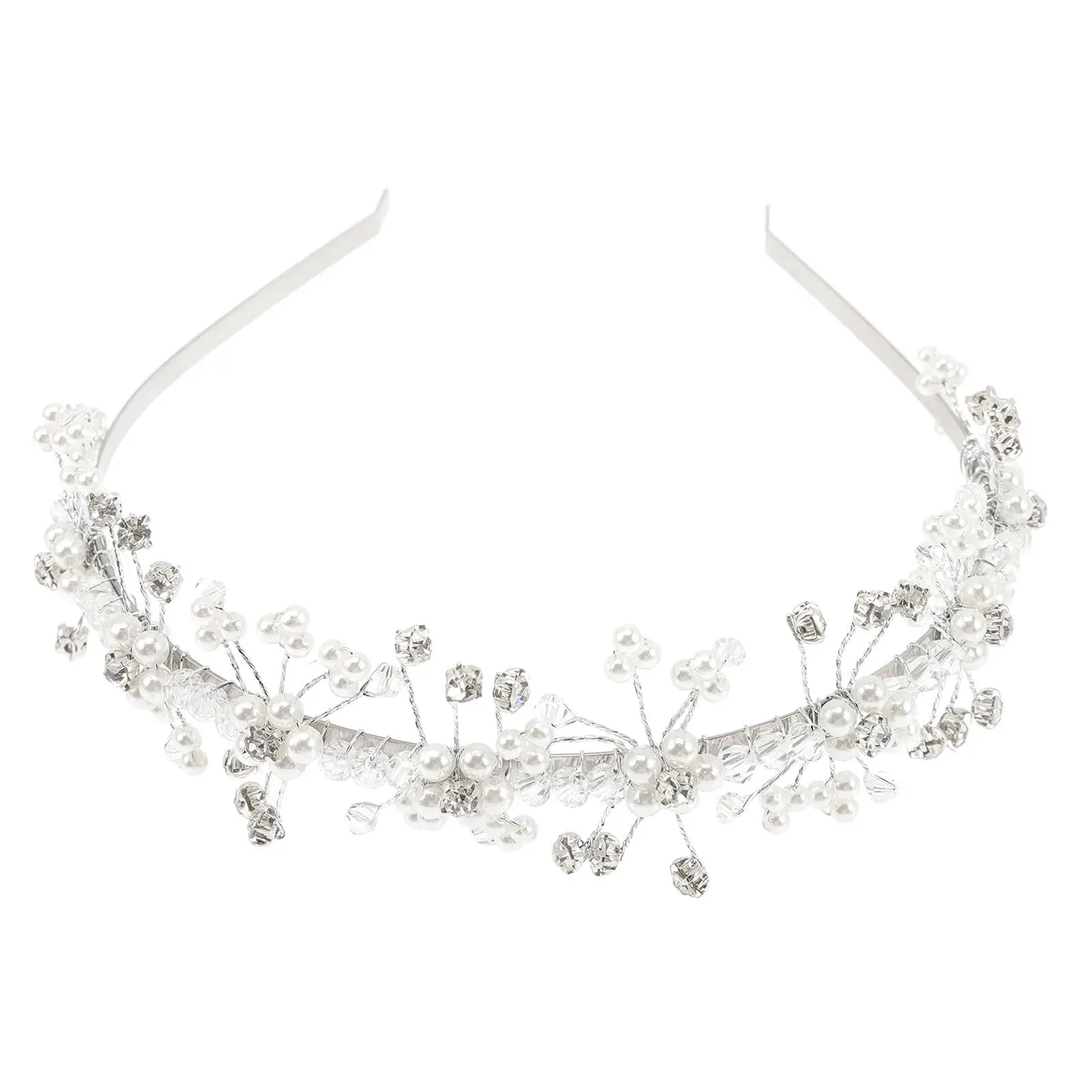 

Elegant Pearl Crystal Flower Headband for Wedding Bridal Party Festival Photography Performance Headpiece White