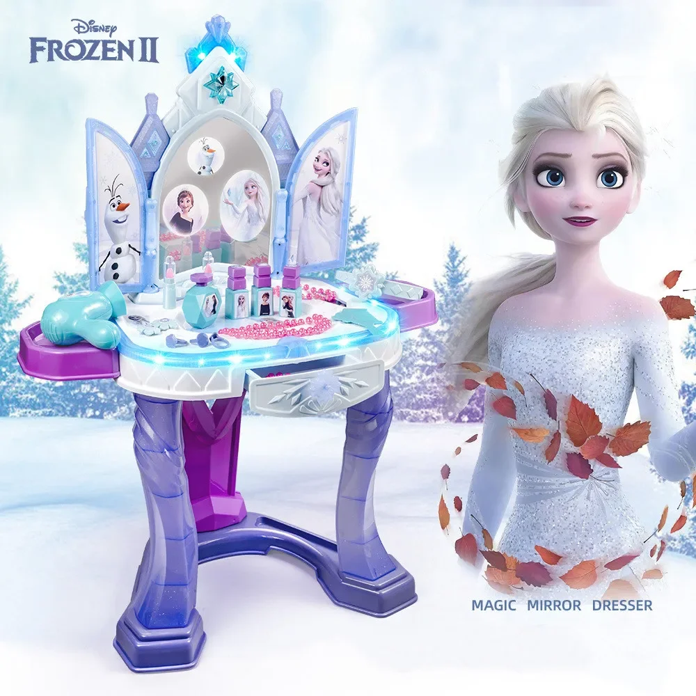 Disney-Frozen Princess Makeup Playset para Meninas, Cosméticos, Gesto de Ar, Batom, Anel, Perfume, Cômoda, Penteadeira, Presente, Crianças