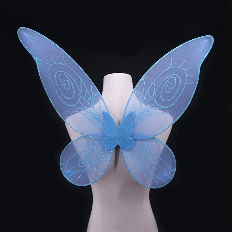 Fashion Kids Butterfly Wings Girls Sweet Solid Yarn Birthday Party Halloween Xmas Cosplay Costume Fairy Tale Props Children Gift