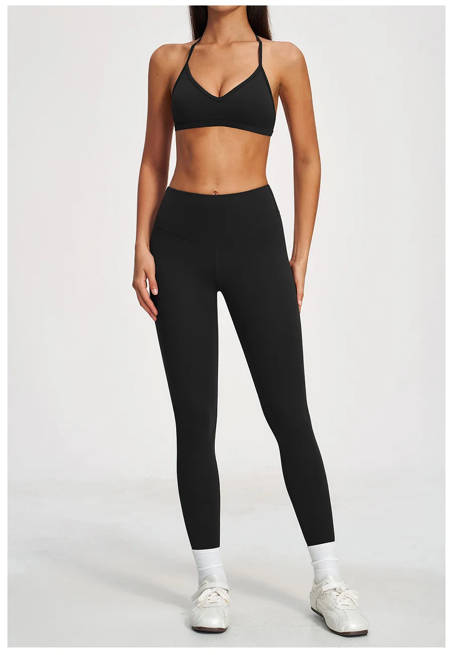 Yoga-Set 2-teilig Damen Fitness Sportbekleidung Naked Feel Sport-BH Gym Laufhose Po-Formende Leggings Workout-Outfit Activewear – Detail 33