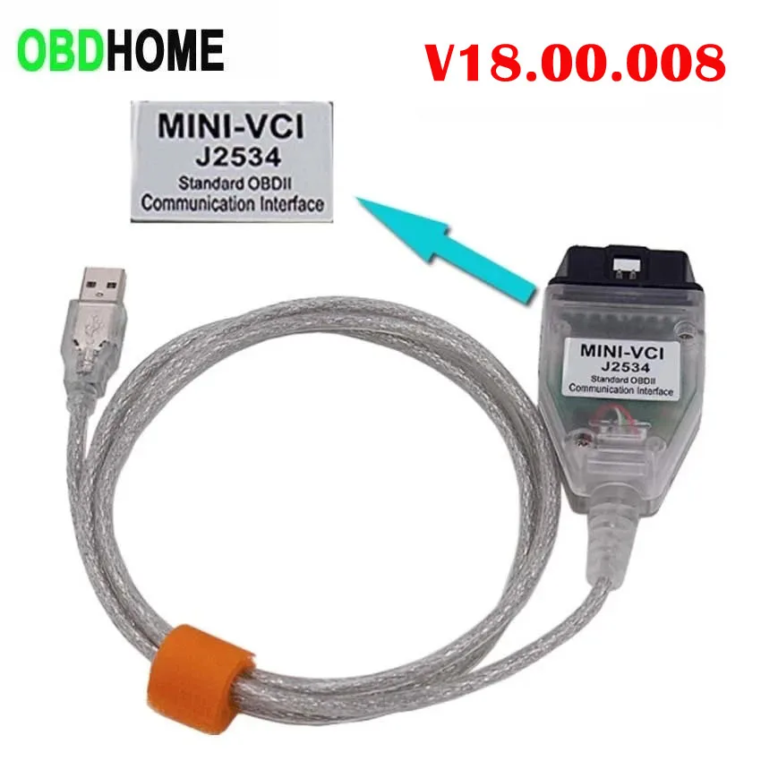 Mini VCI Car Diagnostics Cable for Toyota TIS Techstream Support V18.00.008 Minivci J2534 Auto Scanner OBD OBD2 Mini vci Cable