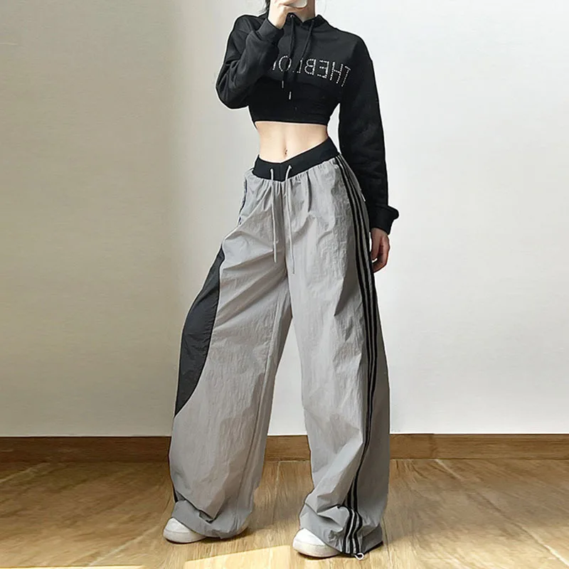 

Y2K Women Streetwear Cargo Korean Parachute Track Pants Tech Sweatpants Oversize Wide Leg Joggers Trousers Clothes