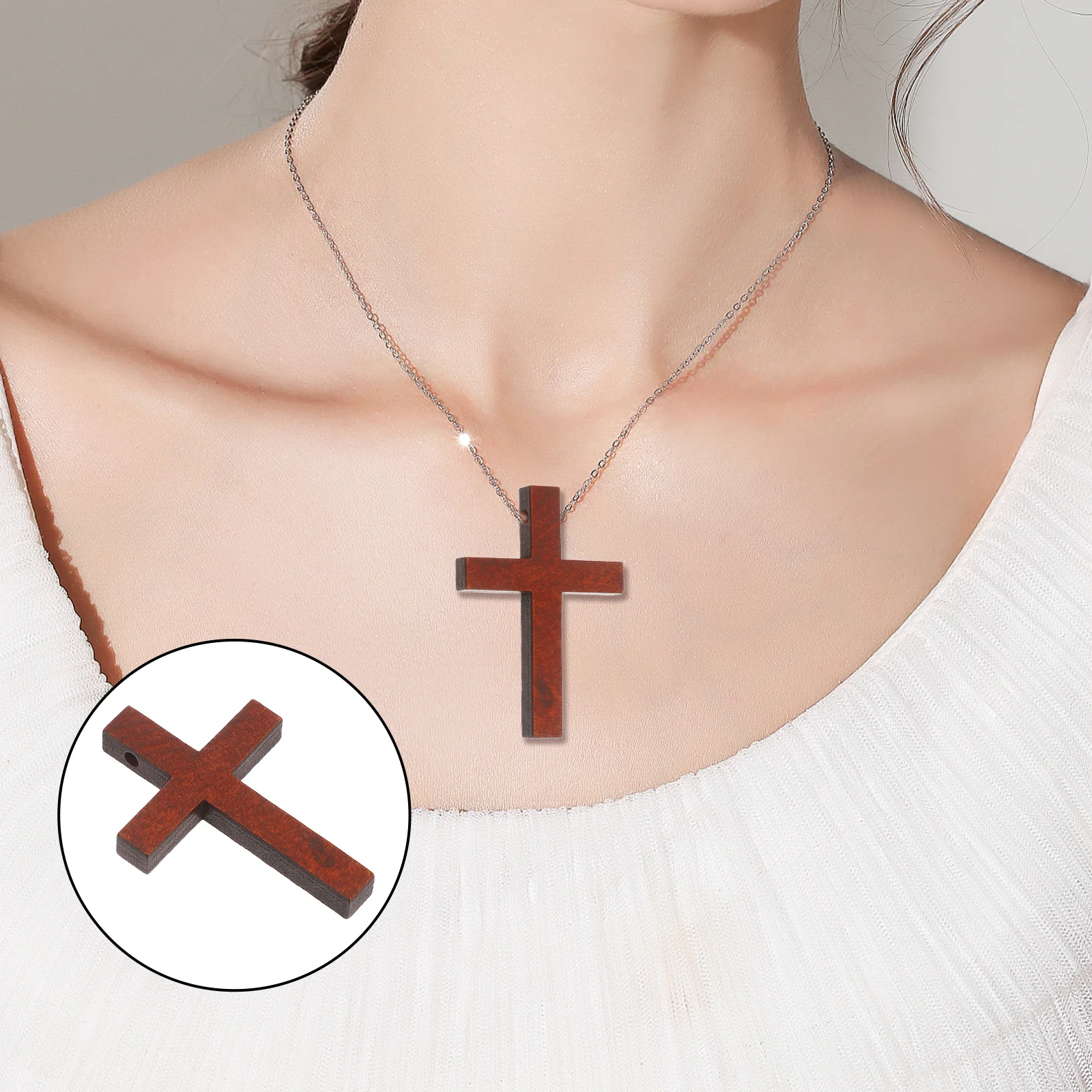 

50 шт. деревянные подвески-крестики премиум-класса DIY аксессуары креативные ручные цепочки браслеты украшения ювелирные изделия деревянные кресты