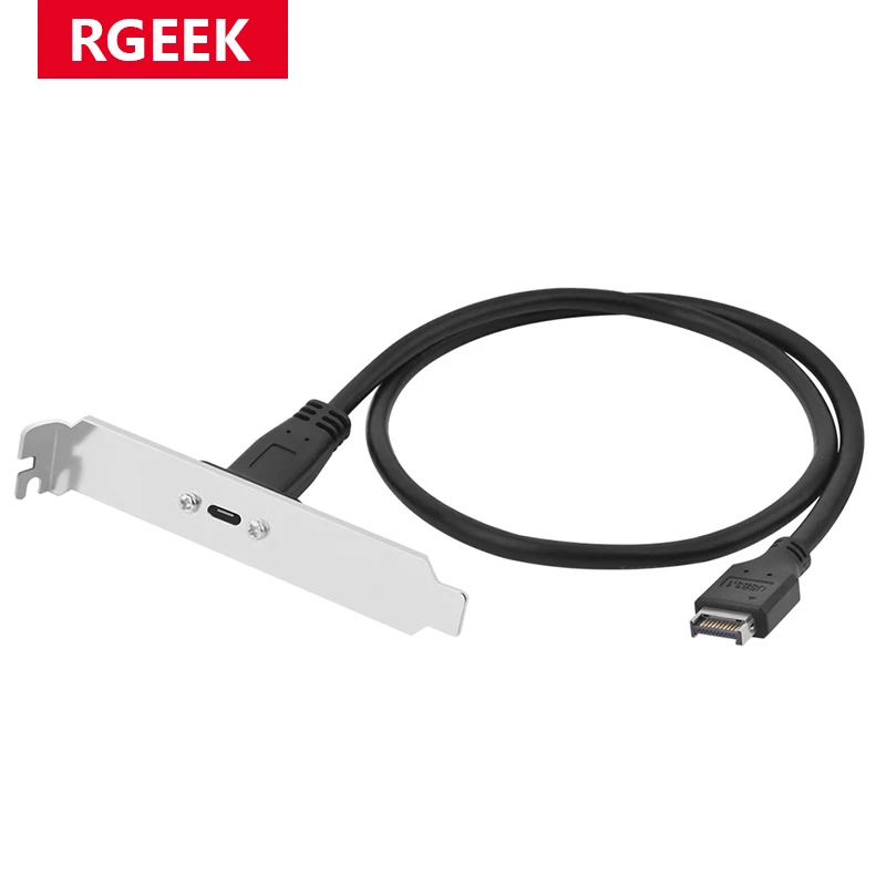 RGEEK 50cm USB 3.1 Front Panel Header Type-E To USB-C Type C Female Connector Extension Wire Cable +Panel Mount Screw