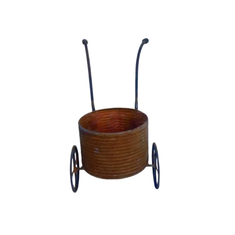 Antique Iron Wheelbarrow Flower Pot Container Planter Holder For Lawn Balcony Home Garden Decoration Indoor Outdoor Use Y5GB