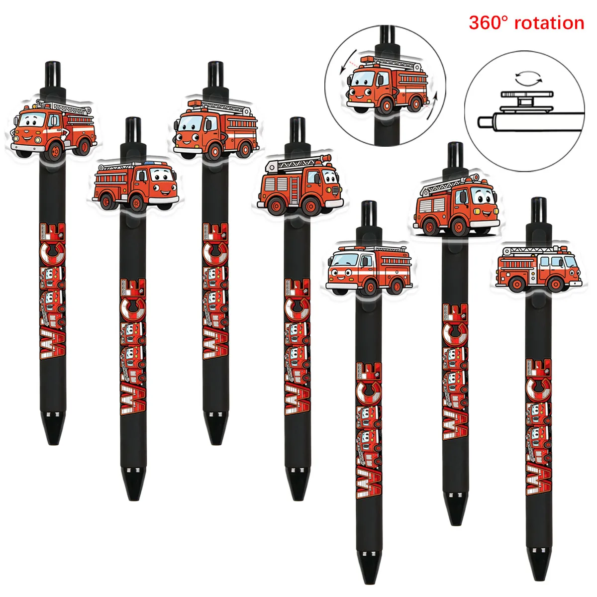 

7pcs/14pcs Fire Truck Pattern Ballpoint Pen Gift Rotating Ballpoint Pen