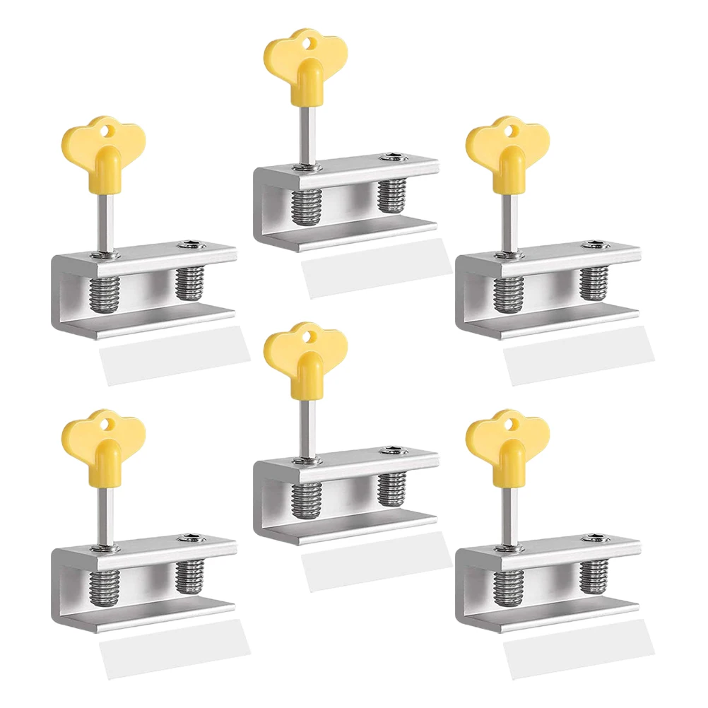 

6pcs Security Lock Keys Aluminum Sliding Door Safety Locks Sturdy Child Proof Anti Sliding Door Lock Theft Hardware