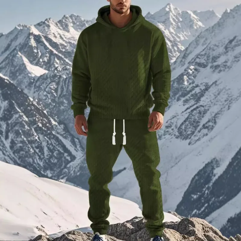 

Hooded pullover jacquard sweatshirt sweatshirt TEMU cross-border men's trendy brand casual sports suit