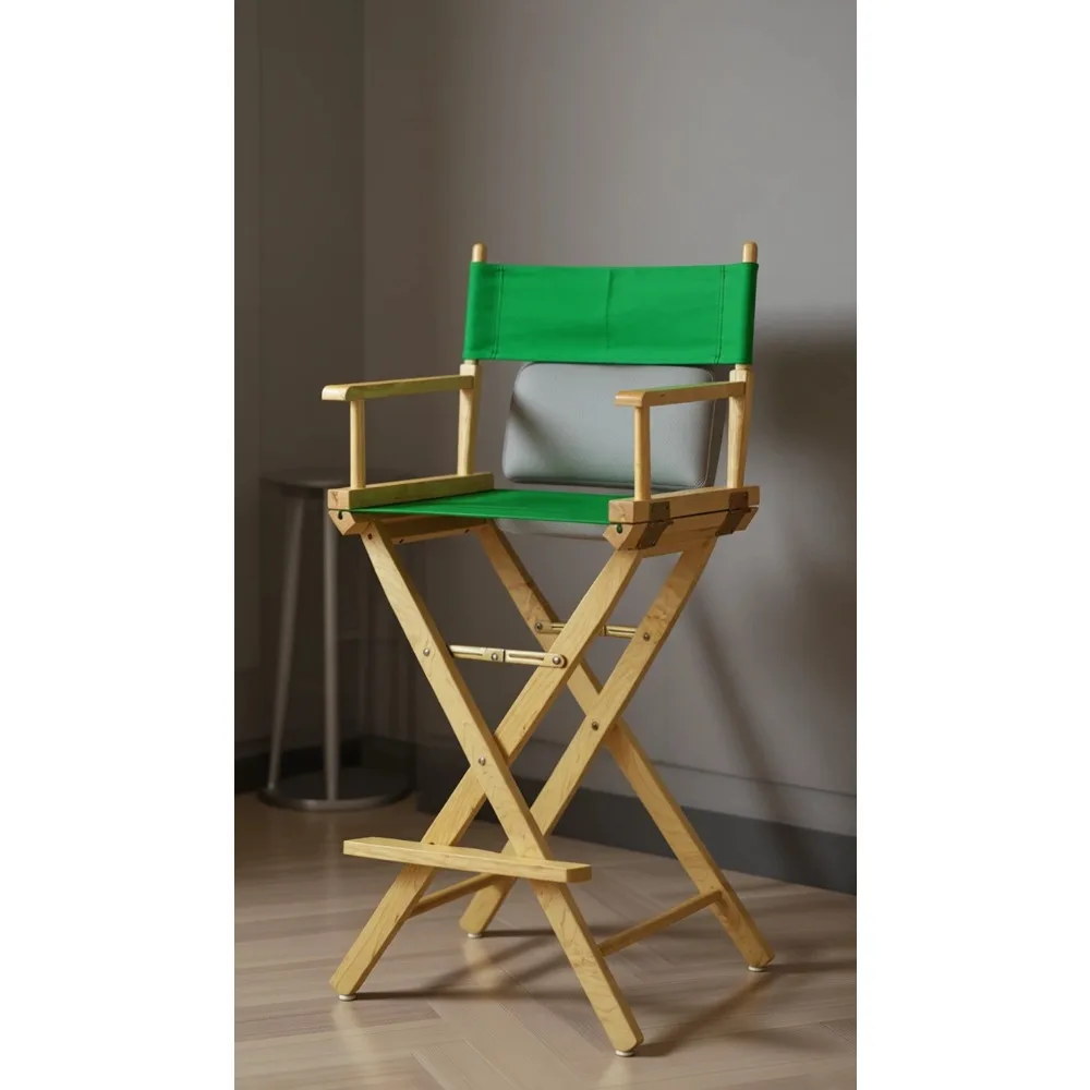 

Casual Director Chair 30 Inch Bar Height Natural Wood Frame Green Canvas