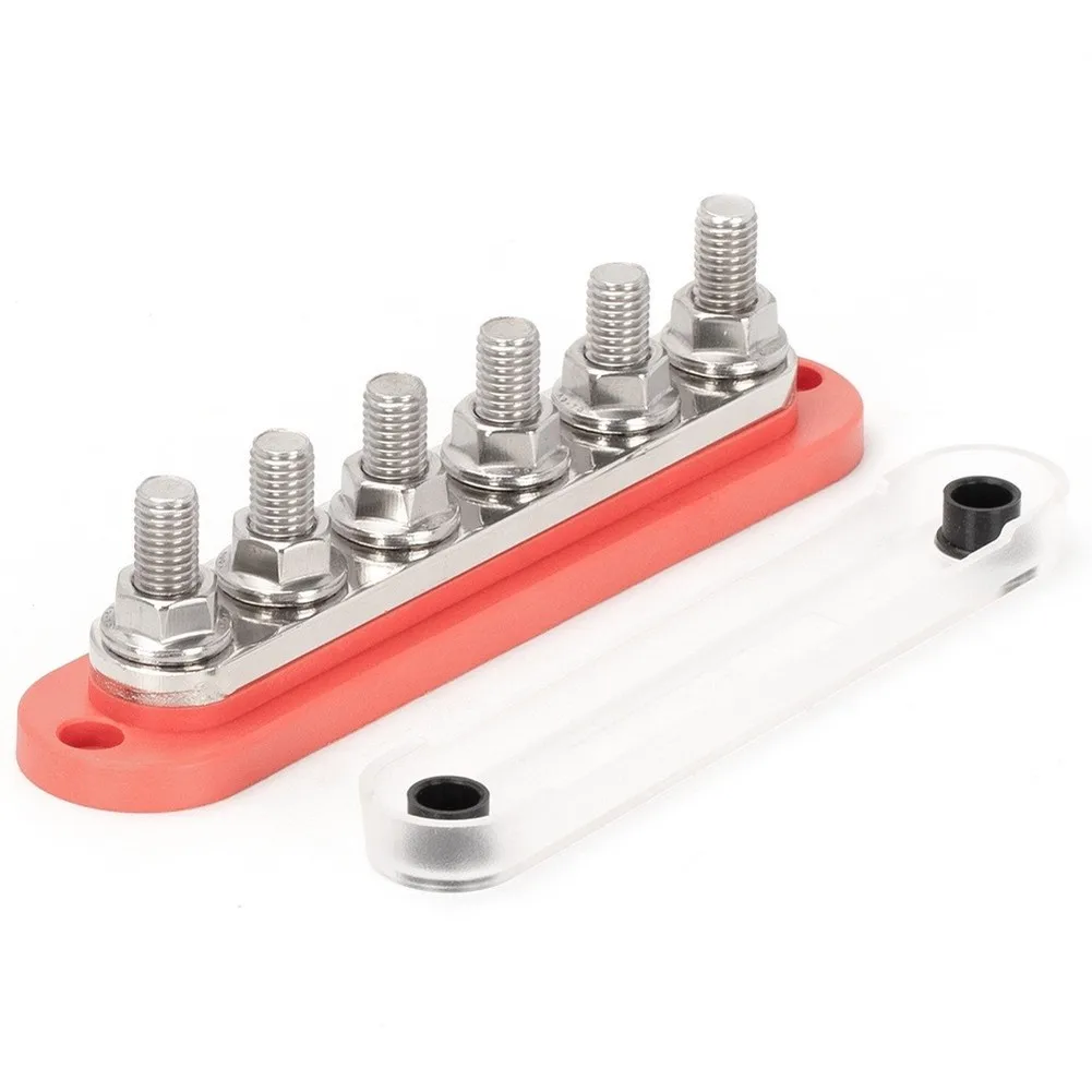 Copper 300A 12V Power Distribution Block with Dual Terminal Setup for Automotive Wiring Harness and Marine Electrical Layouts