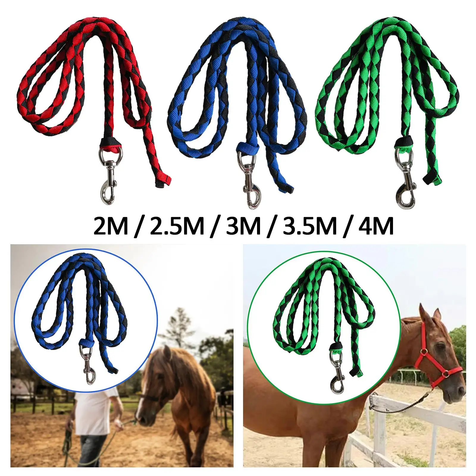 Horse Lead Rope with Bolt Snap, Horse Rope Leash Swivel Buckle, Strong Durable Equestrian Equipment