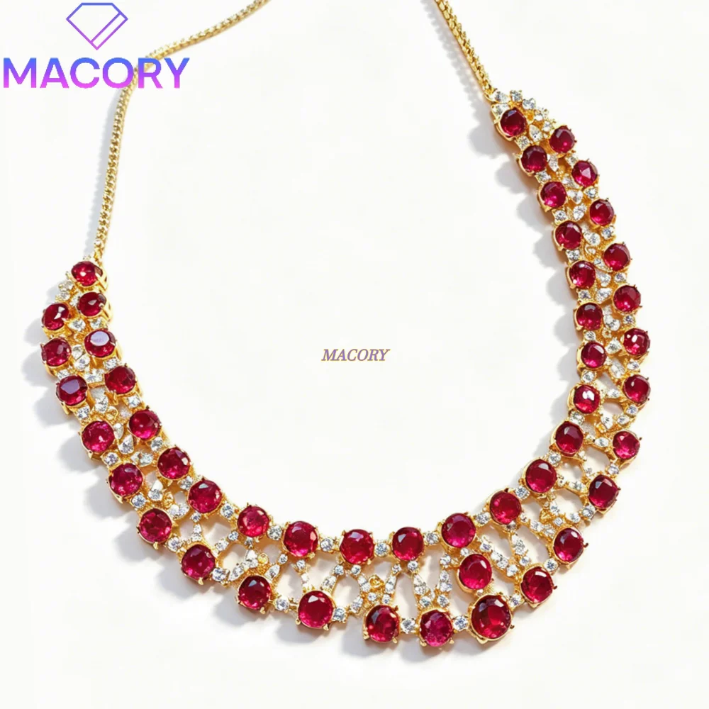 S925 sterling silver natural aluminum-magnesium garnet necklace luxurious and vintage exquisitely fashionable holiday gift
