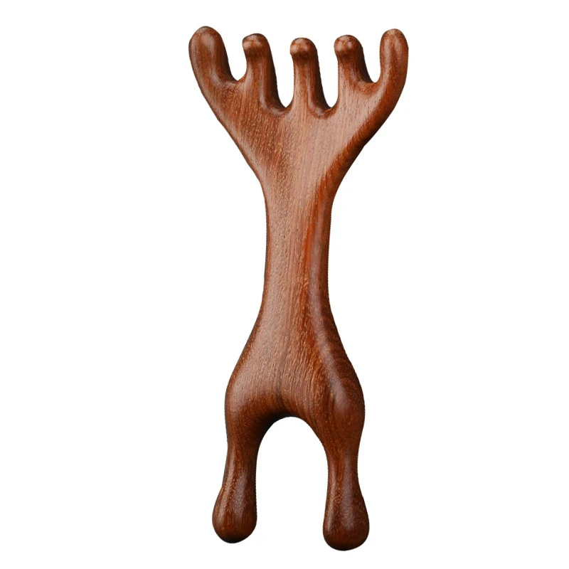 

Double Headed Body Meridian Massage Comb Sandalwood Deer Antlers Wide Tooth Acupuncture Help Blood Circulation Anti-static Tool