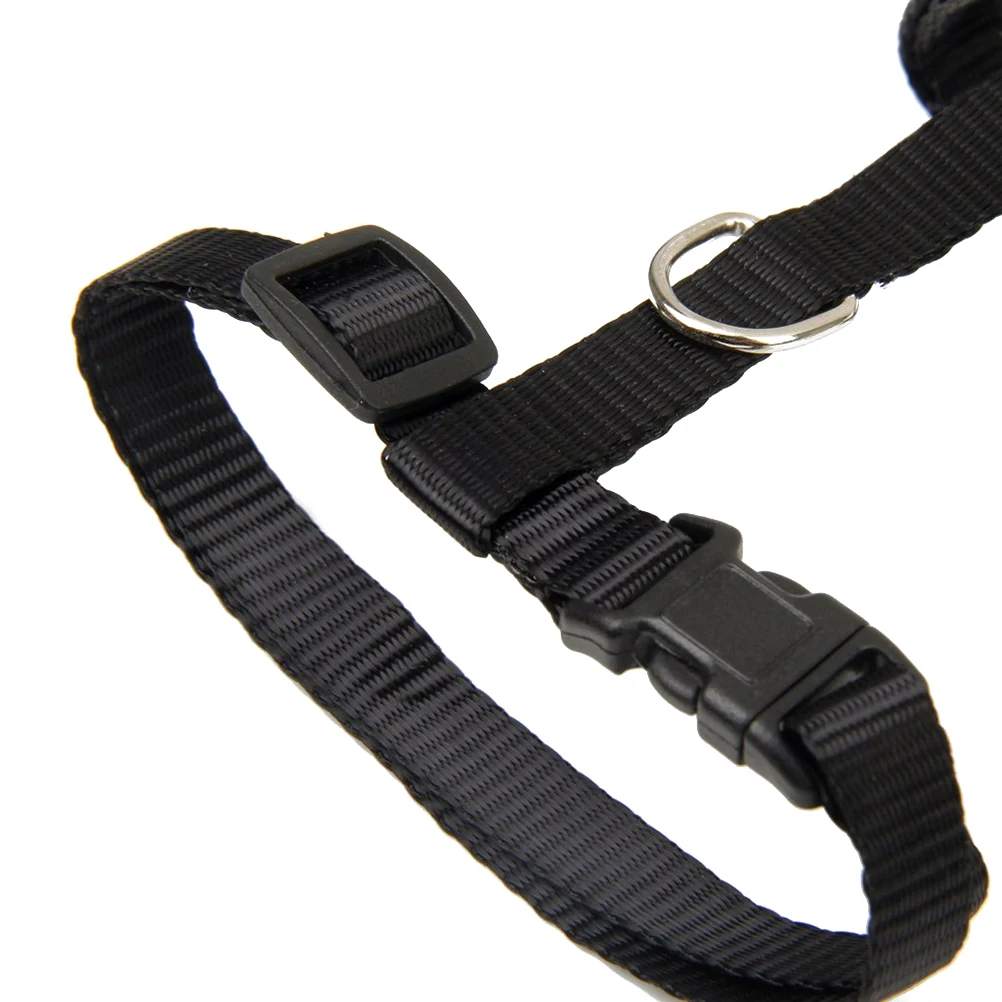 

Pet Rope Black Nylon I shaped Adjustable Harness Matching Leash Metal Buckle D ring Safety Strap Extra