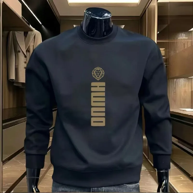 

Velvet Thickened Men's Sweatshirt American New Style Long-sleeved Slim Round Neck Youth Fashion Casual Top