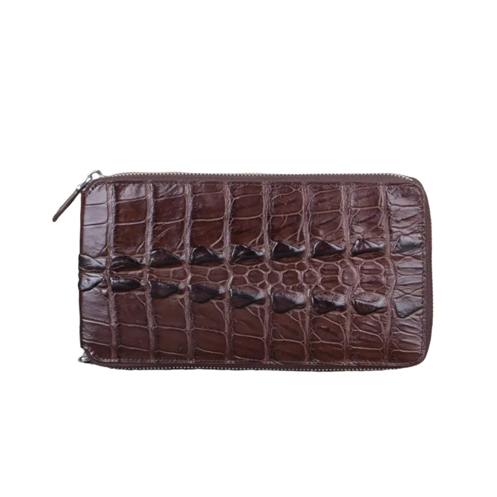 Exotic style real crocodile leather men's long clutch bag zipper wallet authentic real crocodile leather men's card bag