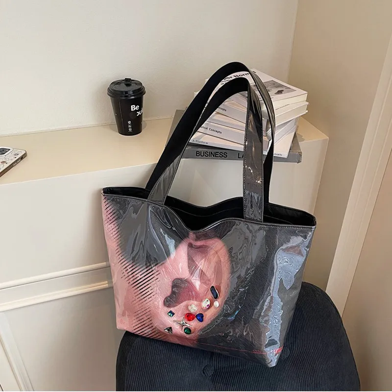

New Creative Women's Tote Bag Trend Face Printing Large Capacity Shoulder Bag Water Proof Hot Girl Handbag Large Shopping Bag