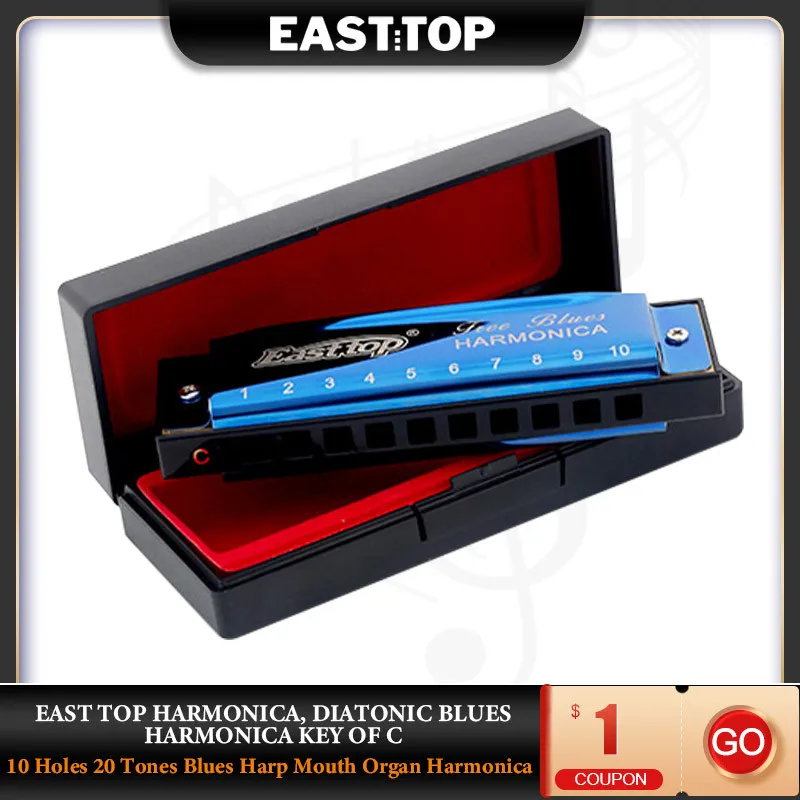 

EASTTOP T003 Diatonic Blues Harmonica Key of C 10 Holes 20 Tones Blues Harp Mouth Organ Harmonica For Beginners Professionals