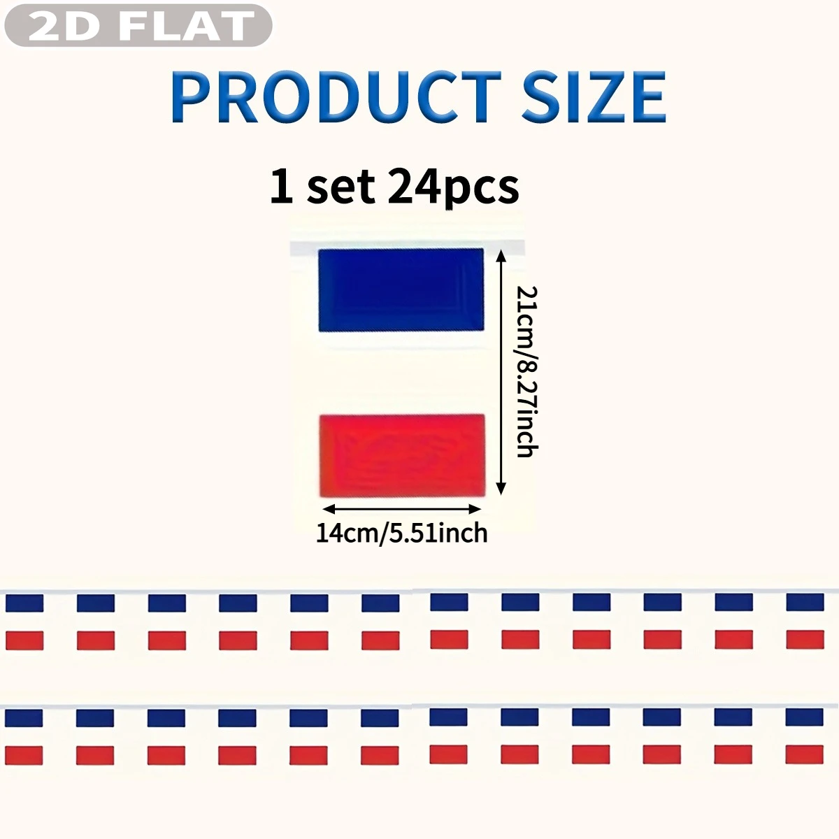 2D FLAT 24pcs Great France String Flag, 14x21cm/5.51x8.27inch Great France Flag Banner, French Polyester String Flag Banner