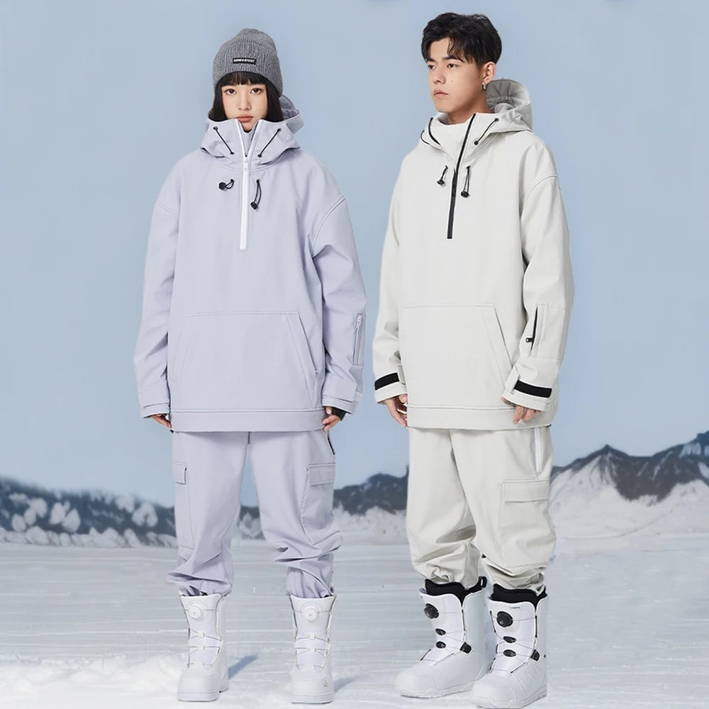 

Winter Couple Skiing Suit Set Outdoor Windproof Waterproof Snow Tracksuit New Man Ski Sport Hooded Women Warm Snowboard Clothing