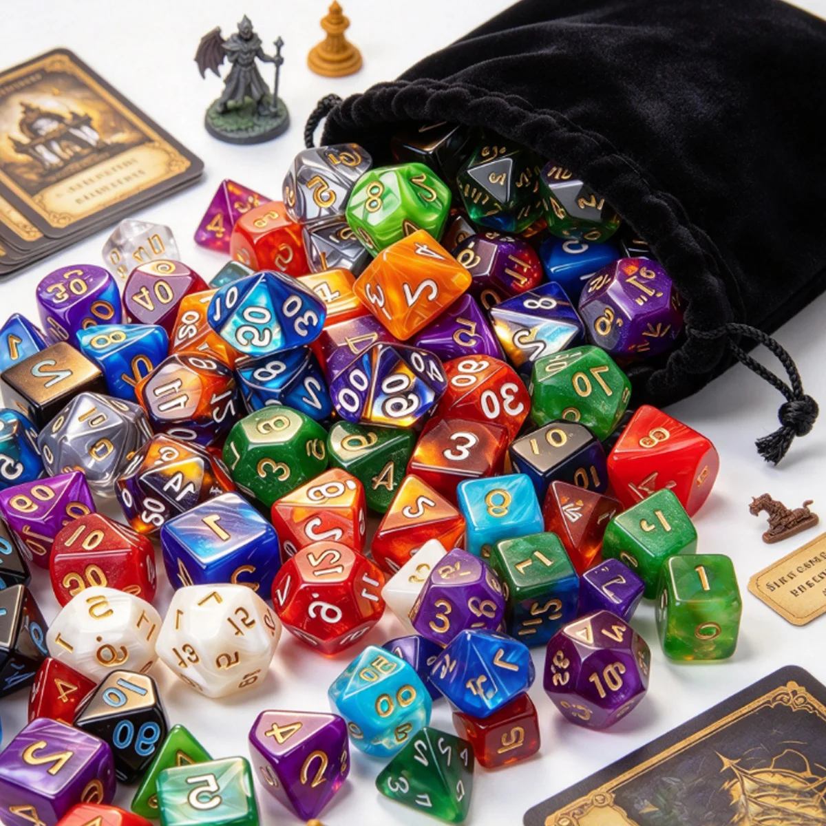 35pcs Random Color Assorted D4-D20 Polyhedral RPG Gaming Dice Set with Storage Pouches Tabletop Board Game Dice Christmas ZSY