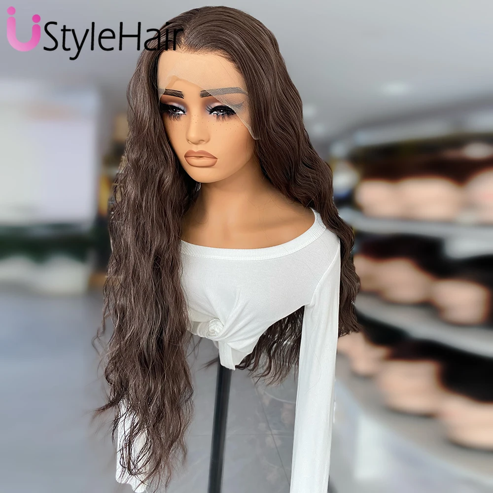 

UStyleHair Drak Brown Свободный вьющийся парик Синтетические парики спереди для женщин Коричневые натуральные волосы Парик для повседневного использования Волосы для косплея