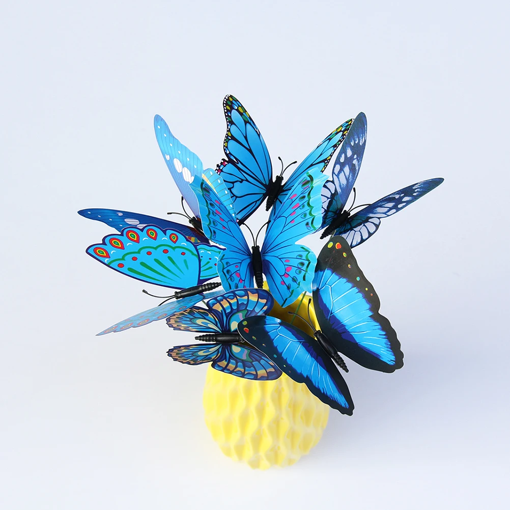 

24pcs Simulation Butterfly Stakes Waterproof Artificial Butterflies For Garden Lawn Yard Plant Decor Outdoor Indoor Blue