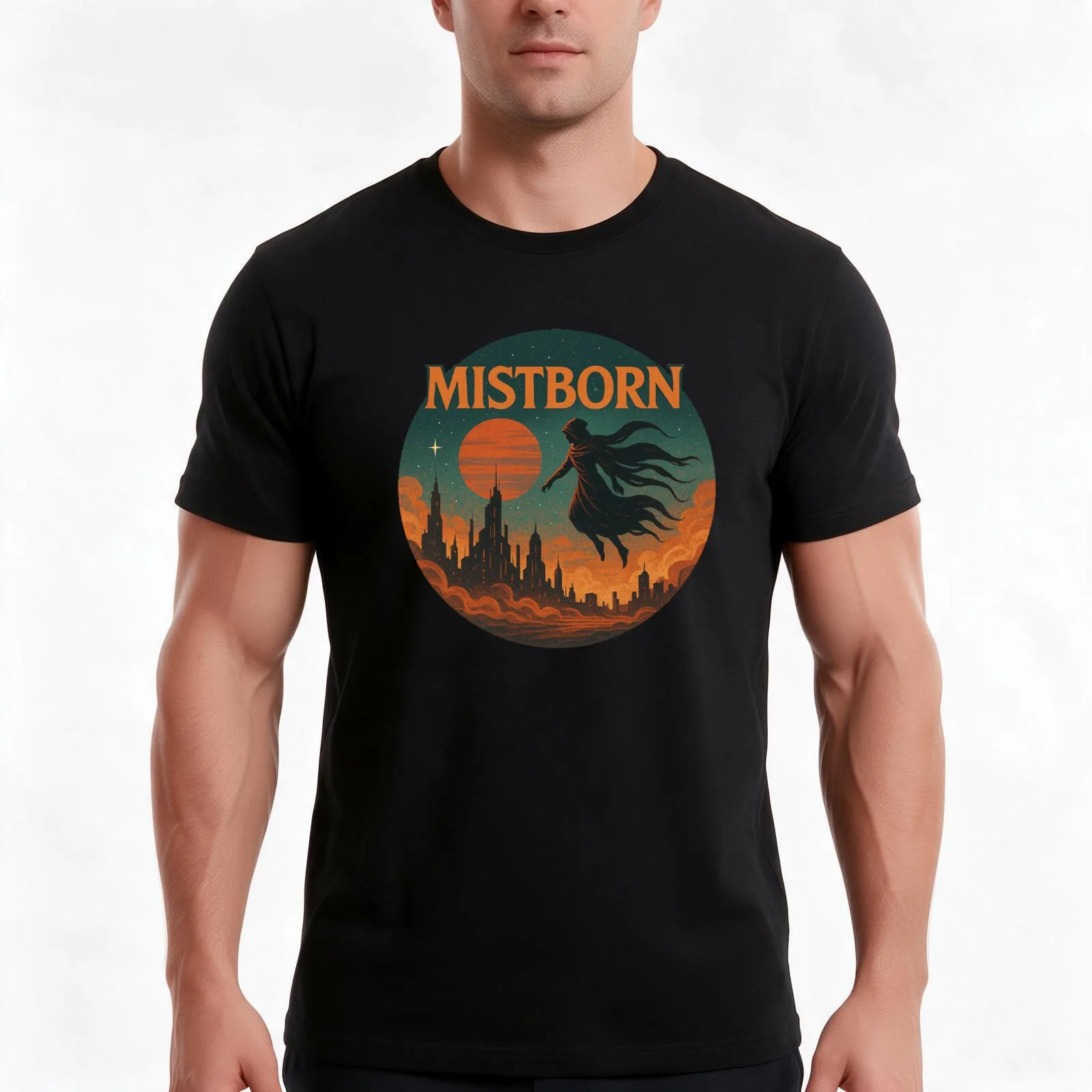 Mistborn T-Shirt, Summer Casual Cotton Tee, Oversized Streetwear Tops, Vintage Graphic Print, Loose Fit Short Sleeve