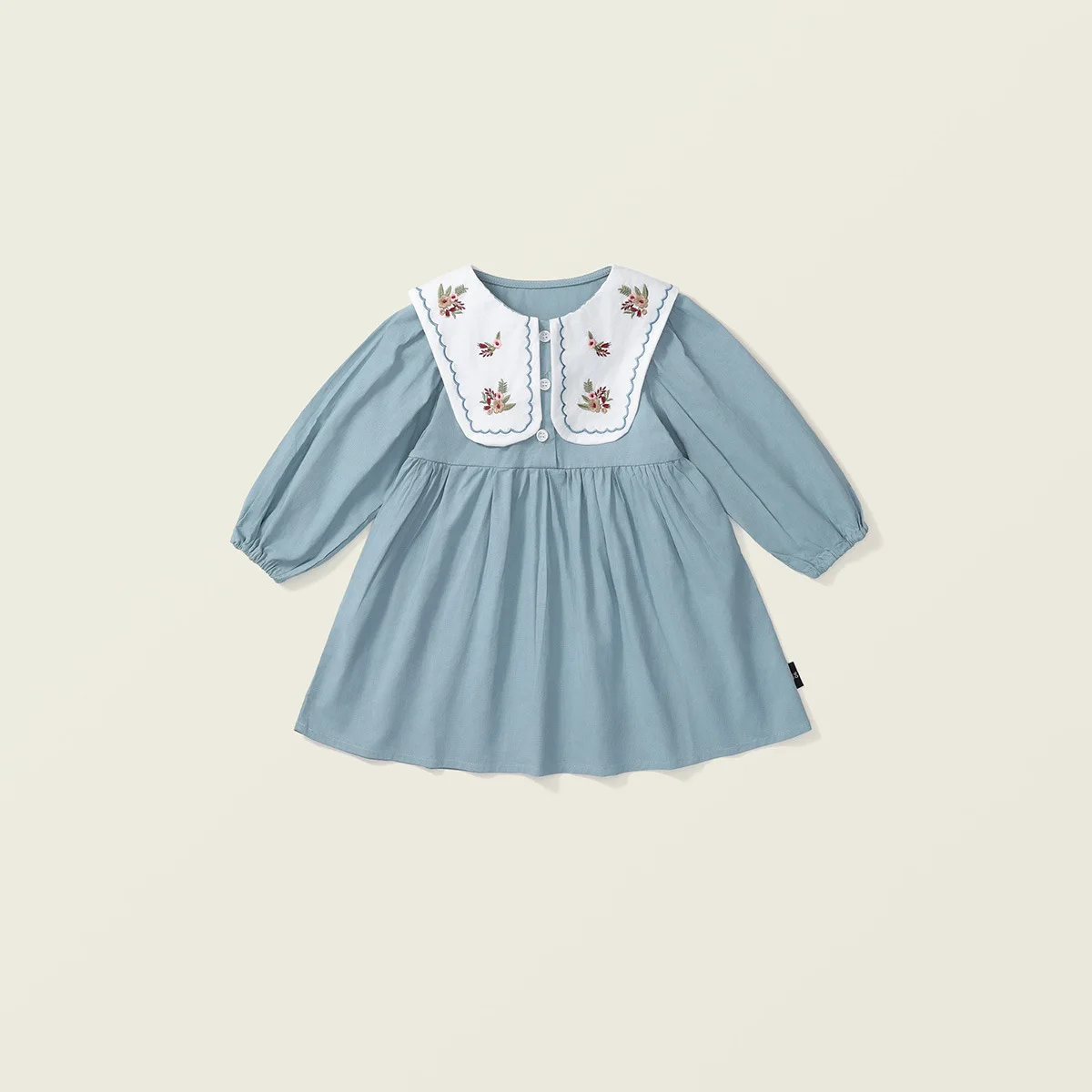 

2024 Autumn Children Girl Clothes Girls Embroidery Flower Big Lapel Long Sleeve Princess Dress Fashion Baby Cotton Casual Dress