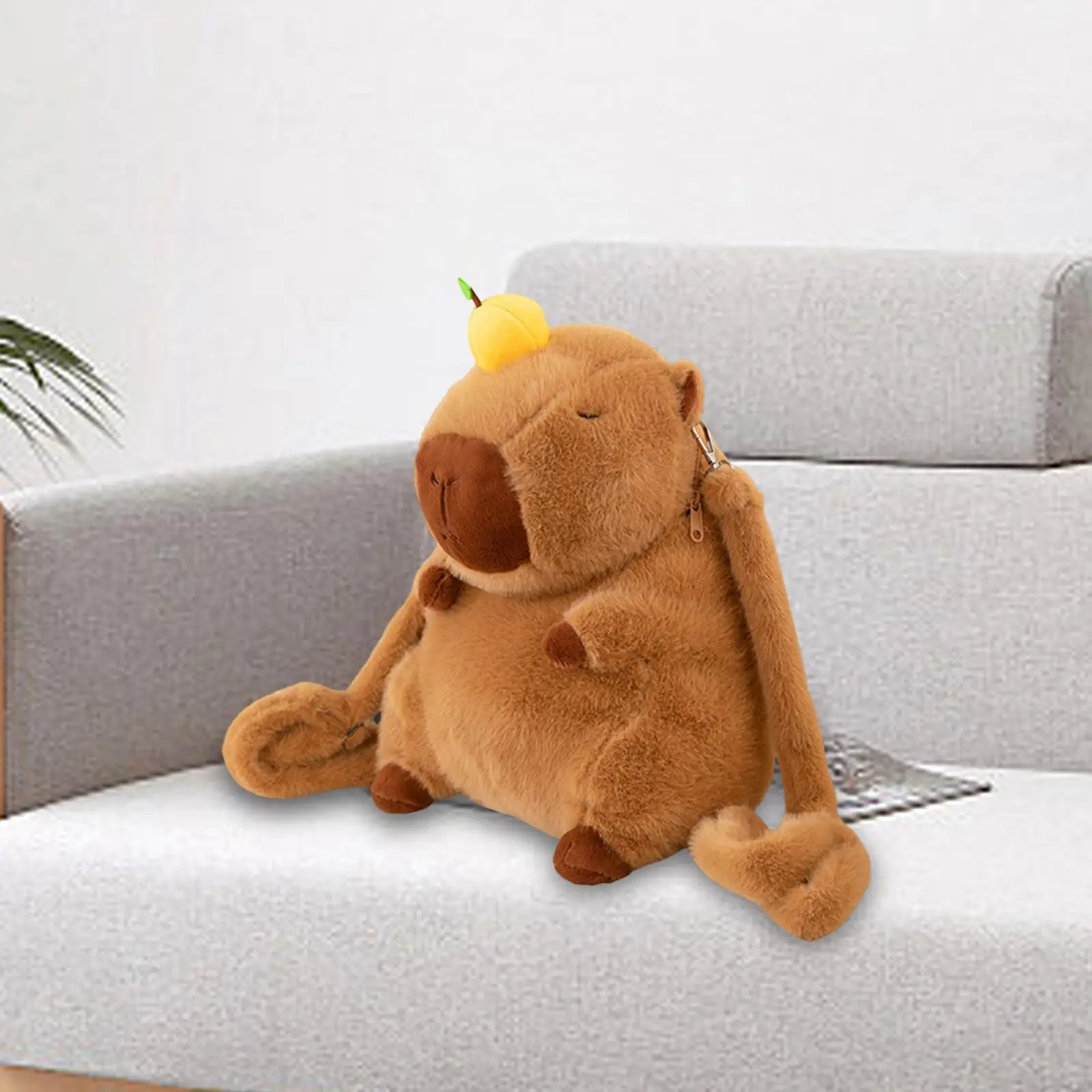 Capybara Backpack Plush with Smooth Zipper Cute Comfortable Lovely Funny Capybara Toy Bag for Holiday Outdoor Women Indoor Trips