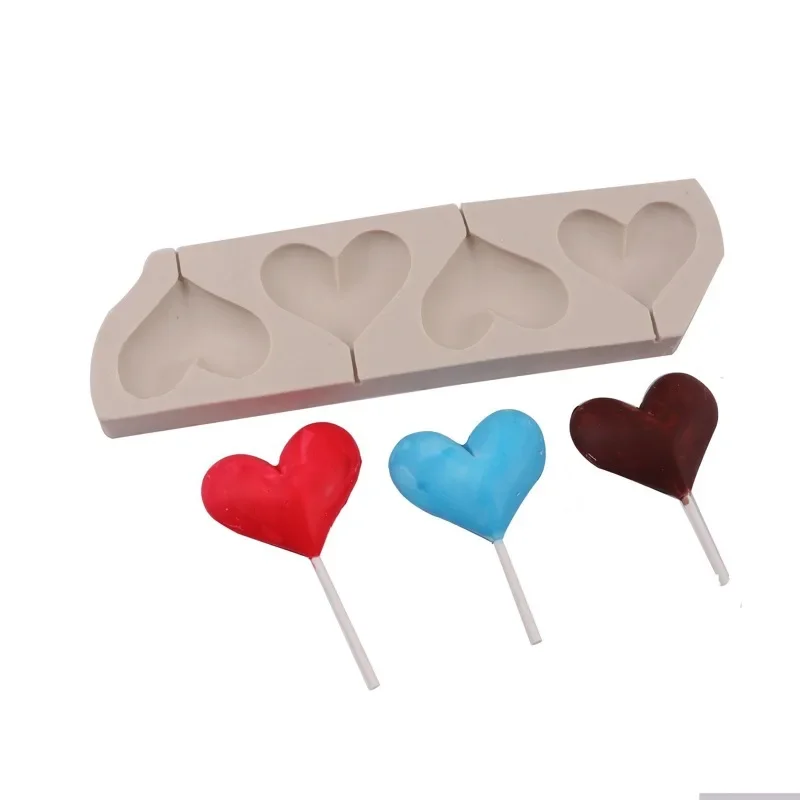Love Chocolate Silicone Mold，Diy Handmade Lollipop Mold，Heart-shaped Fondant Mold Cake Decoration Accessories Valentine\'s Day