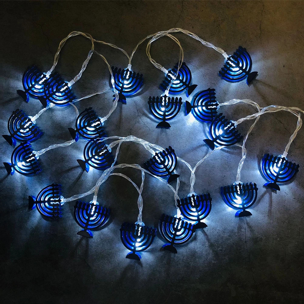 1.65M 10LED Chanukah String Lights Nine Candlestick Fairy Lights Operated Menorah Hannukah Party Decorations