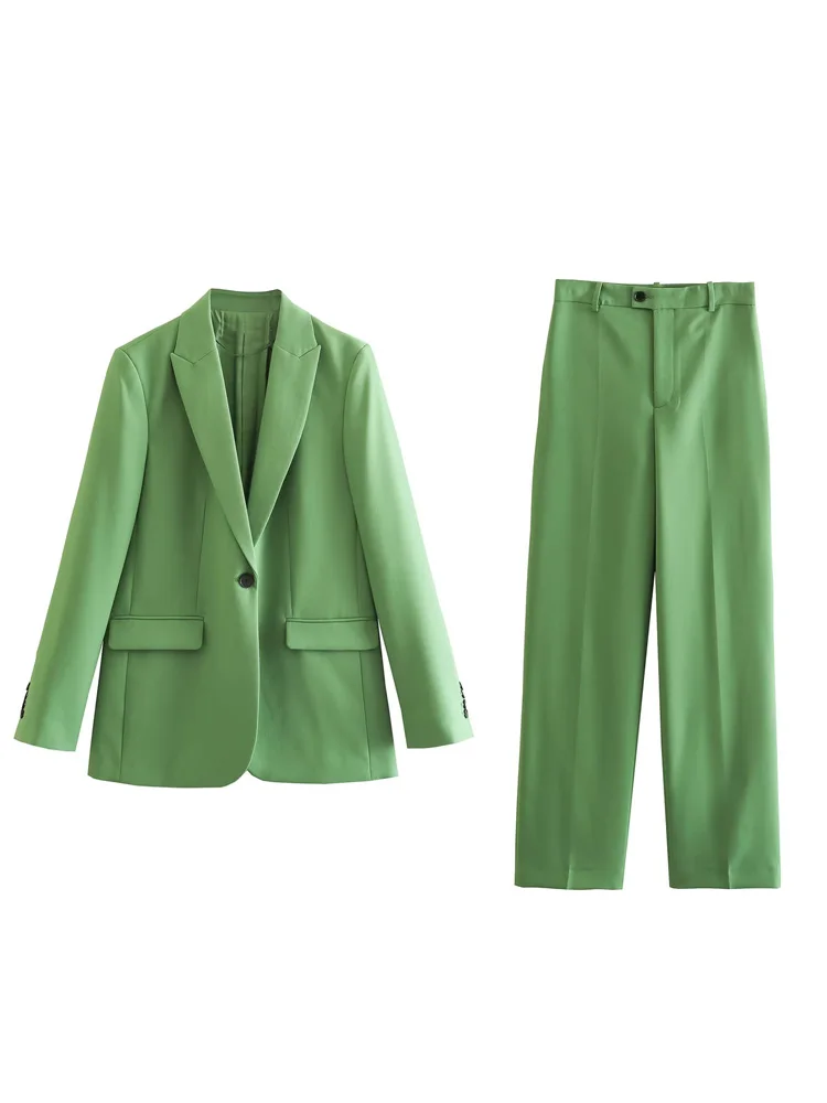 

Kumsvag 2023 Women Spring Summer 2 pieces sets Fashion Solid Blazers Suit Coats Single Button ang Trousers Female Casual Clothin