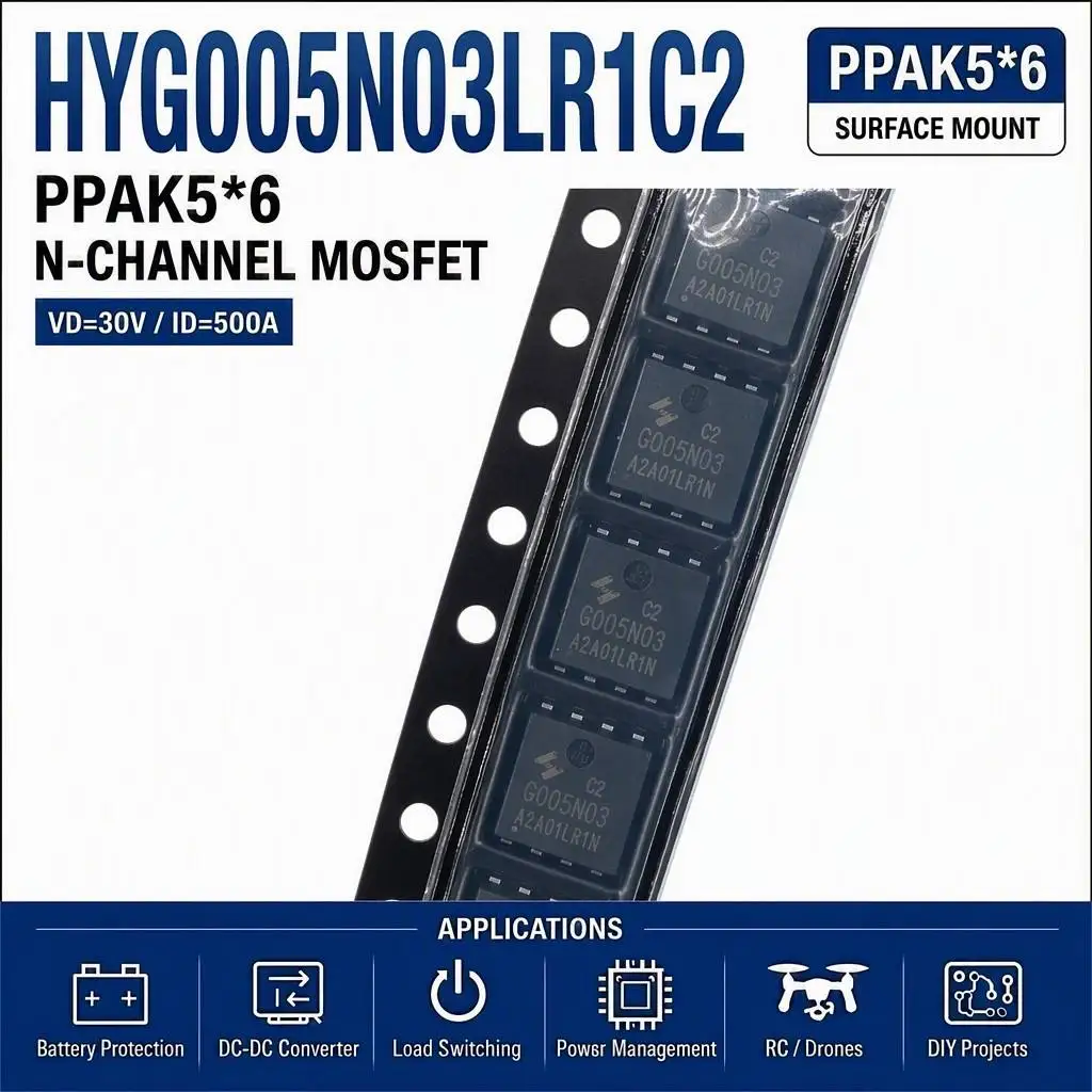 (10 pcs) HYG005N03LR1C2 PPAK5*6 (Marking HYG005N03LR1C2) - N-Channel MOSFET 30V 0.55mΩ