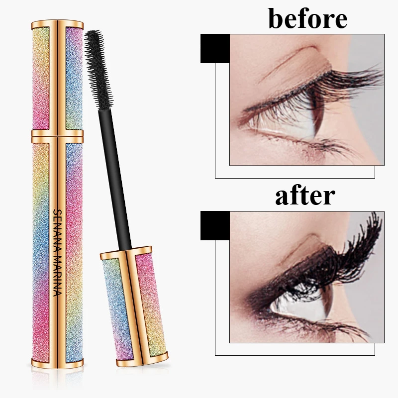 4D Brilliant Starry Sky Mascara Slim Thick Curled Waterproof Long lasting Staying Mascara Makeup Lengthening Eyelash Extension