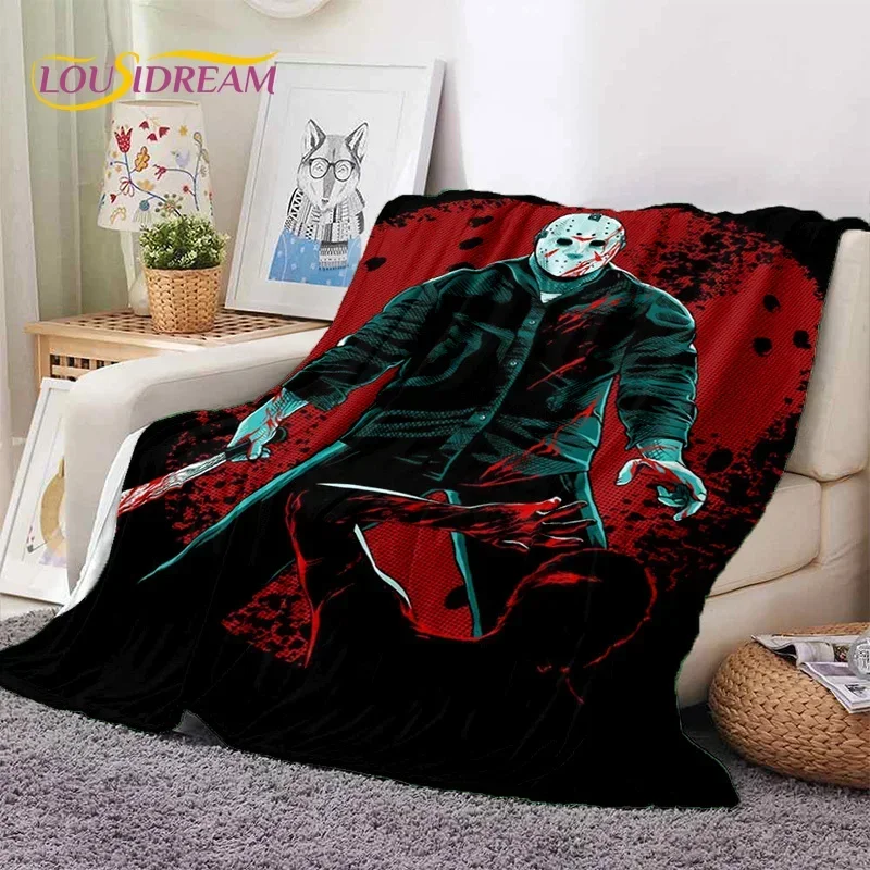 فيلم الرعب تشاكي Pennywise هالوين المنشار شخصية بطانية ، بطانية رمي لينة للمنزل غرفة نوم أريكة تتحول لسرير نزهة غطاء السفر