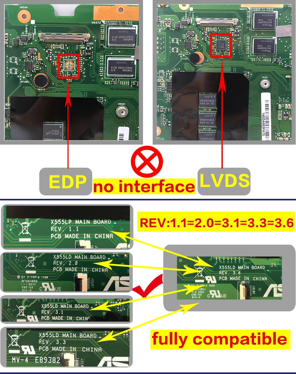 Imagem -06 - Placa-mãe Portátil para Asus Kefu X555la X555ln X555ld X555lab X555lj X555lf Mainboard do Portátil 4gb Ram i3 i5 i7 4th 5th Gen ok