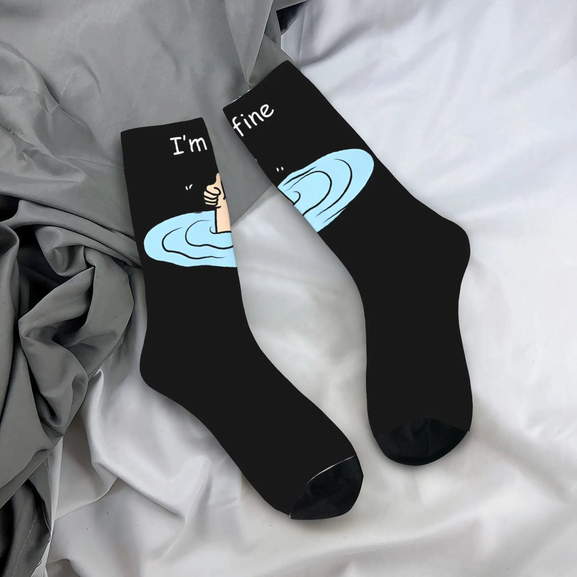 

I'm fine Thumbs up Socks Winter Stockings Funny Couple Soft Breathable Socks Graphic Outdoor Sports Non-Slip Socks