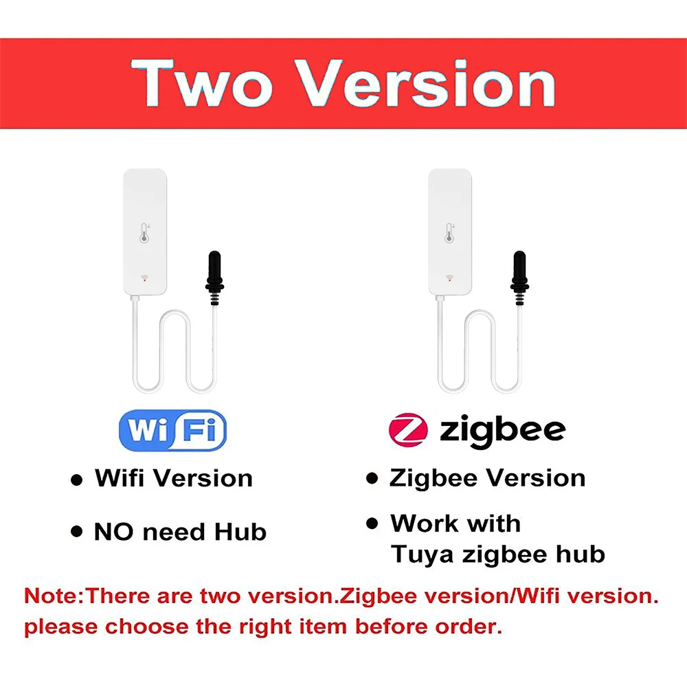 Tuya Wifi Zigbee Temperature and Humidity Sensor With External Probe Smart Life Hygrometer APP Monitoring For Plants Aquarium