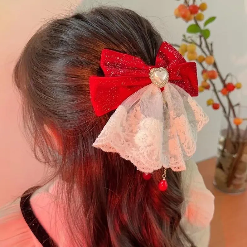 

Детская темпераментная заколка для волос с большим бантом, заколка для волос на затылке для маленьких девочек, детский головной убор, новогодние аксессуары для волос для девочек, зажим