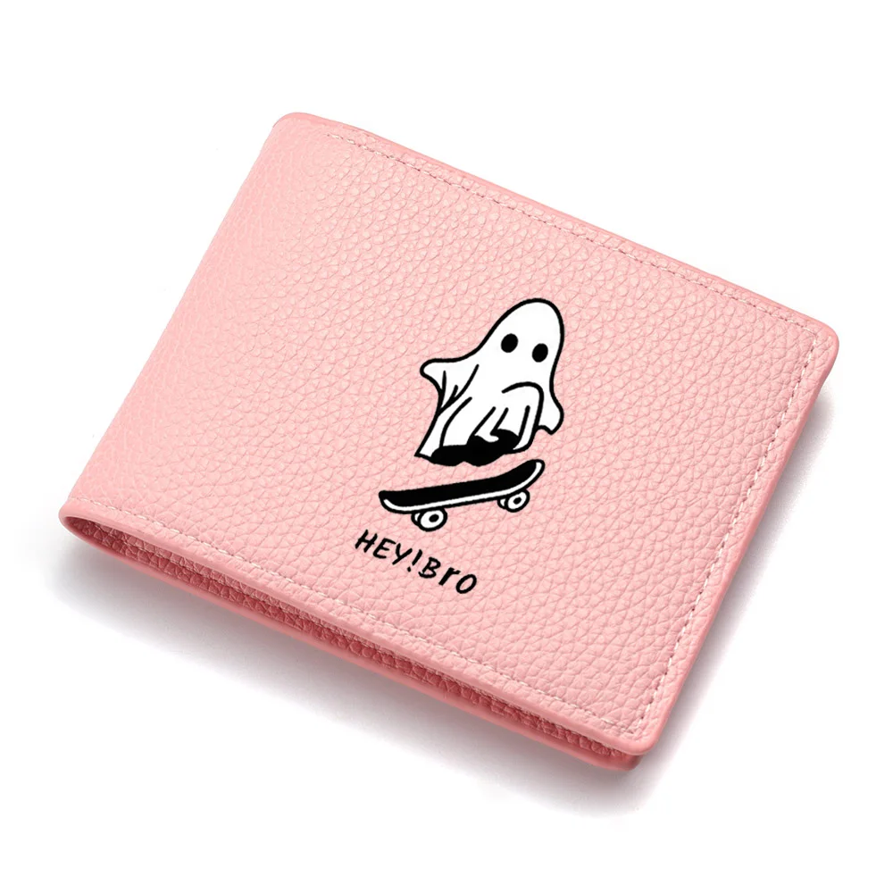 محفظة رجالية قصيرة من جلد البولي يوريثان بنمط صغير مع فتحات بطاقات متعددة وجيب للعملات المعدنية بسحاب