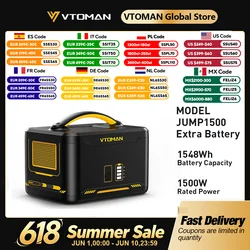 VTOMAN Jump 1500 Extra Battery 1548Wh, Backup LiFePO4 (LFP) Battery Jump 1000 & Jump 1500X & Jump 1800 Power