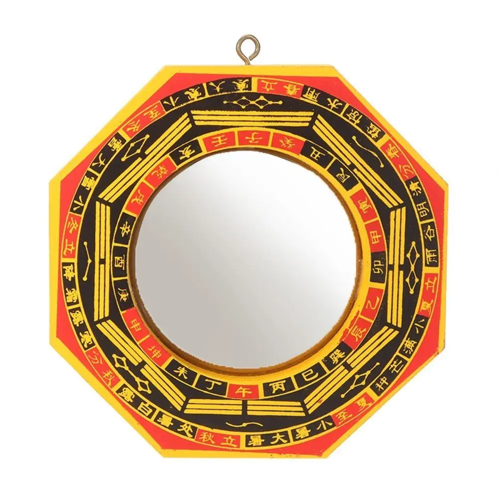 Stainless Steel Mirror Face Chinese Convex Dent Bagua Mirror Ancient Lucky Bagua Feng Shui Mirror Exquisite Retro