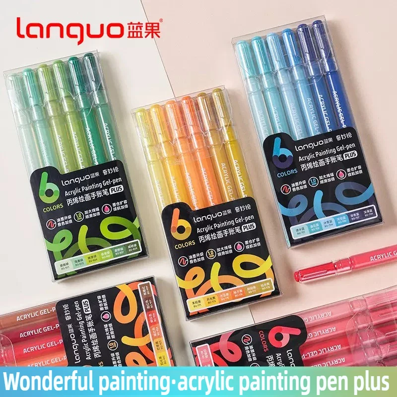 

LANGUO 90/6 Colors 3D Acrylic Paint Markers Pens Acrylic Gel Pen 1.0mm for Rock Ceramic Glass Stationery School Art Supplies