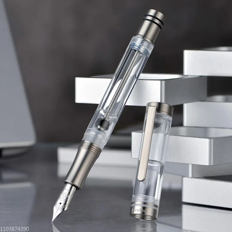 

Asvine V200 Transparent Fountain Pen White EF/F/M Bock 0.38/0.5/0.7mm Nib Leak Proof with Large Capacity Ink Pen Office Writing