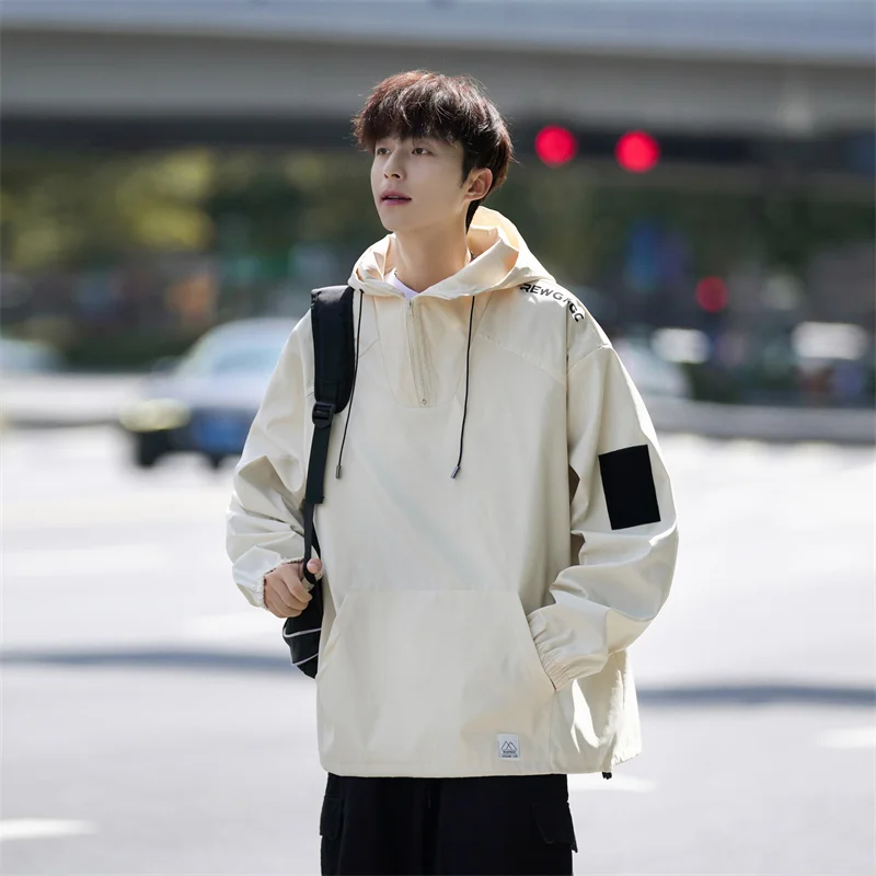 

Мужская функциональная рабочая куртка свободного кроя с молнией, ветрозащитная, водонепроницаемая, для активного отдыха, весна-осень, модный американский стиль