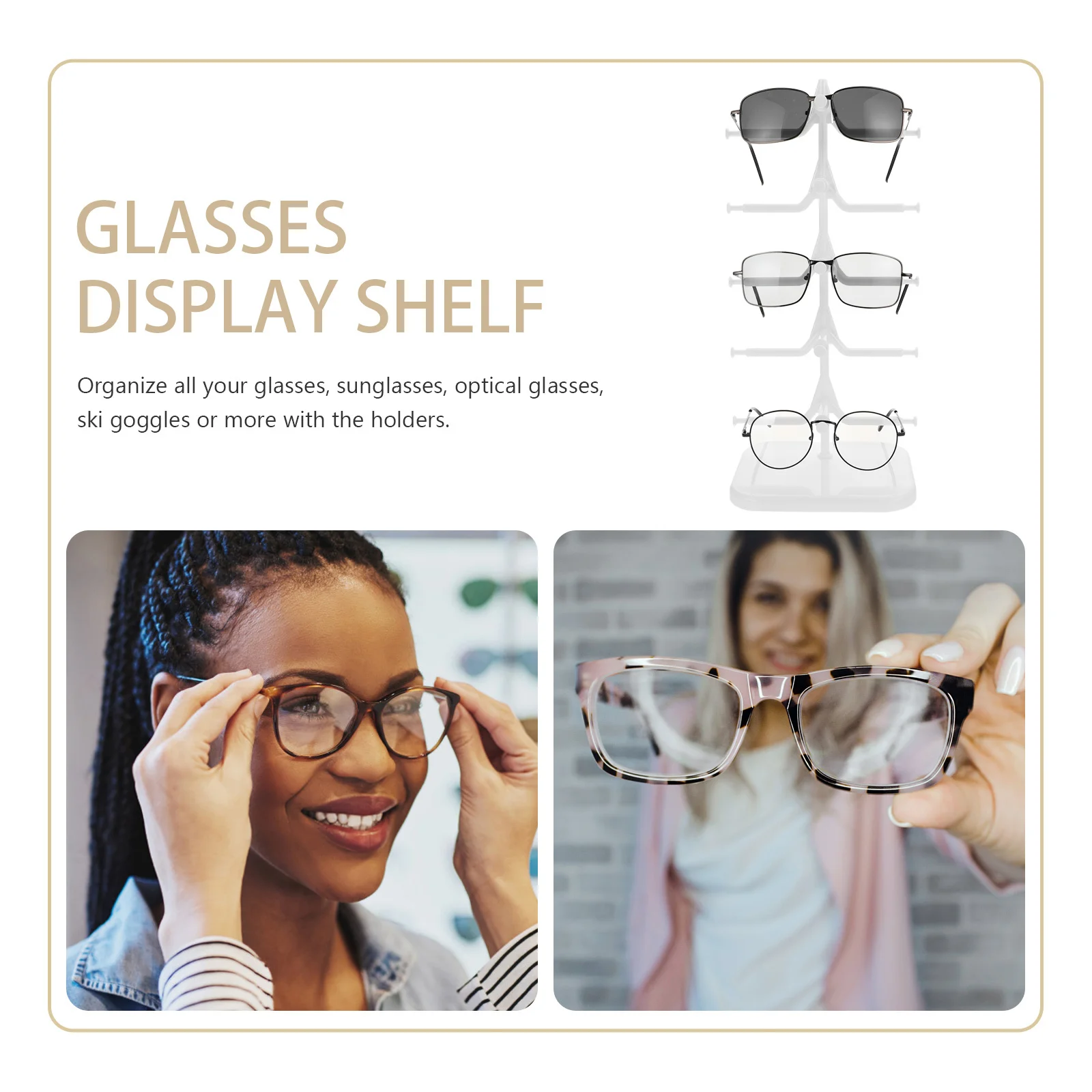 

Glasses Display Rack Premium Plastic Multi-Tier Eyeglass Holder For Sunglasses Organizer Desktop Storage Stand