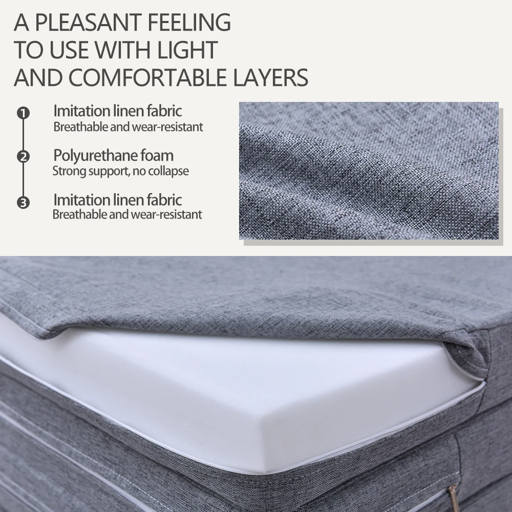 4-Fold Memory Foam Mattress, 3 inch Single Folding Mattress with Collapsible and Washable Cover, Travel and Guest Mat, Grey - view 4