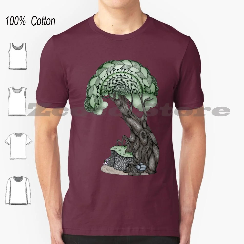 Tree-Spring T-Shirt 100% Cotton Men Women Personalized Pattern Tree Bark Swirl Seasons Forest Grow Solitary Tall Strong Spring