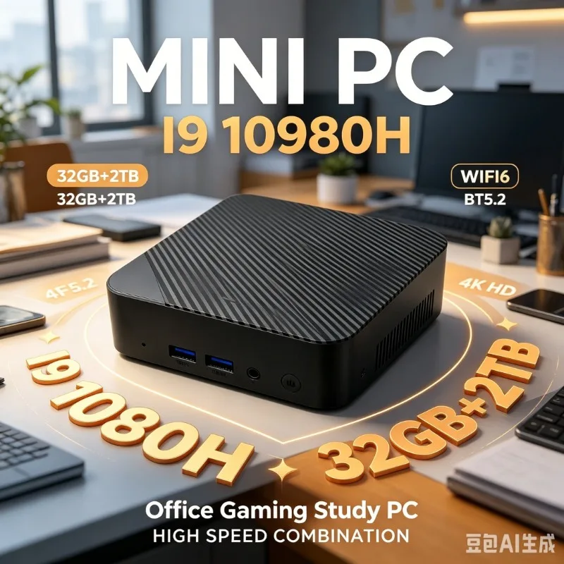 Mini PC Intel Core I9‑10980H 16GB RAM 2TB SSD WiFi6 HD Output Windows 11 Compact Desktop Computer for Office Gaming Study Home
